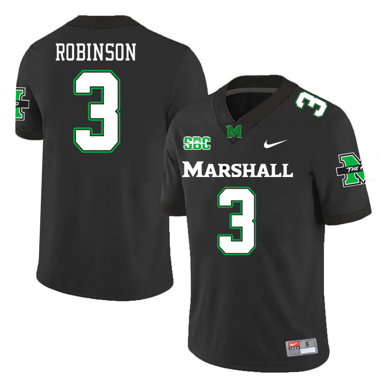 Men #3 Bryan Robinson Marshall Thundering Herd SBC Conference College Football Jerseys Stitched-Blac